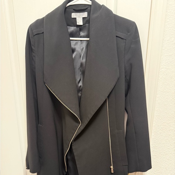 H&M Jackets & Blazers - H&M Black Trench Coat with Silver Zipper